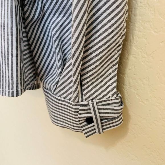 Laundry by Shelli Segal women top gray stripe long sleeve collar shirt size S - Picture 7 of 12